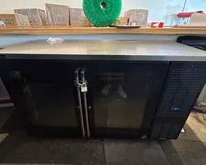 Perlick Commercial Back Bar Refrigerator with Stainless Steel Top & Dual Glass Doors