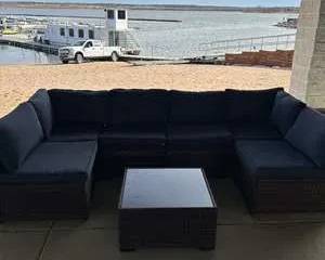Outdoor Wicker Sectional Patio Sofa with Cushions and Matching Coffee Table