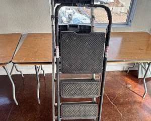 Cosco Lite Solutions 3 Step Folding Stool Aluminum Safety Rail 9ft Reach 225lb