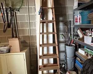 Large Commercial Tool & Equipment Lot – Hand Tools, Maintenance & Janitorial Equipment, Wooden Step Ladder