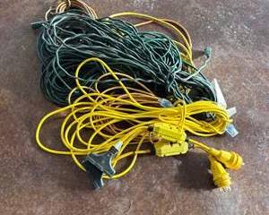 Lot Outdoor Extension Cords Marinco GFCI Yellow Green Heavy Duty Power Cables