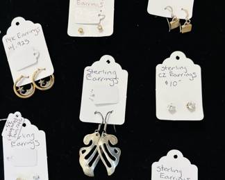 Close-up of sterling earrings