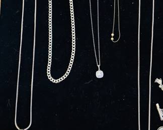 Close-up of sterling necklaces