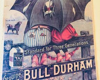Vintage Bull Durham Tobacco Cardboard Poster