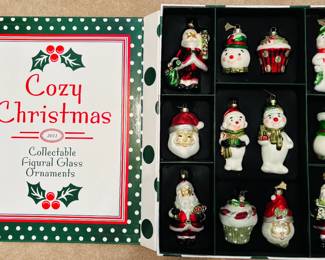 Cozy Christmas Glass Ornaments Box Set