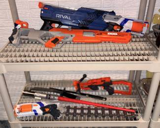 Nerf Alphahawk Accustrike Series Guns, Nerf Strongarm Elite Strike Guns, Nerf Rival XVI-1200 Gun, Nerf Star Wars Force Awakens Chewbacca Bowcaster, Disney Jedi Training Academy Light Saber!
