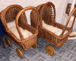 Vtg Leopold Brown Wicker Baby Strollers!
