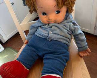 Vtg. 1977 Bumpkins Family Tom Kid Uneeda UDCO 25” Doll Brown Yarn Hair Freckles!
