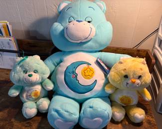 Vtg. 2002 Baby Boom Care Bears Bedtime 30",  Vtg. 1983 Kenner Care Bears Bedtime Bear & Funshine Bear 