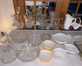 VTG Princess House Lamp Crystal Etched Glass Lamp, Pyrex, Milk Glass, Etc!
