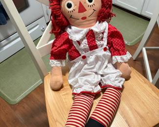 Vtg. 1960’s Original 32” Raggedy Ann Doll Knickerbocker I Love You!