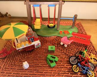 Playmobil Children’s Playground #3821 Swing, #3712 Bikes, #3848 Hotdog Stand!
