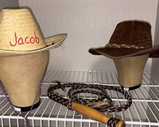 Braided 6 ft Bull Whip Mexico, Scully’s By Henschel USA Leather Hat, Etc!

