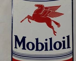 Socony Vacuum Mobiloil Mobil pegasus flying red horse advertising gas pump porcelain sign. 