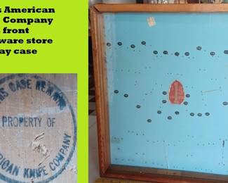 Hardware store display case for pocket knives. 