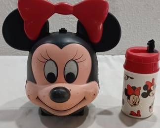Minnie Mouse disney lunch box and matching thermos.  Circa 1980s.  