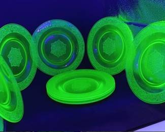uranium or vaseline glass green depression plates