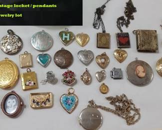 Collection of old pendant lockets.  Jewelry interest