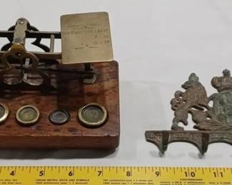 Antique gold / silver scale plus keyholder. 