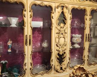 French Provencial / Hollywood Glam China Cabinet with collectibles