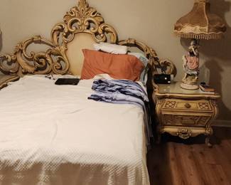 French Provencial / Hollywood Glam Bed and matching side tables