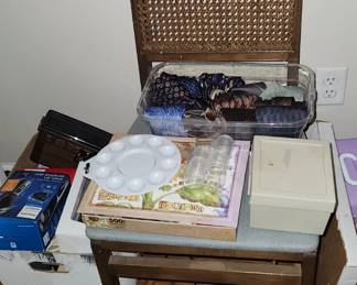 chairs and sewing supplies