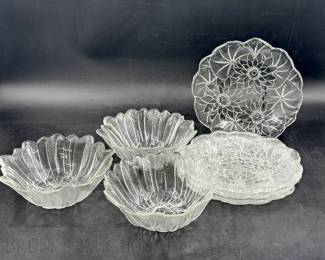 FLORAL CUT GLASS PLATES