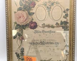 ANTIQUE MARRIAGE CERTIFICATE