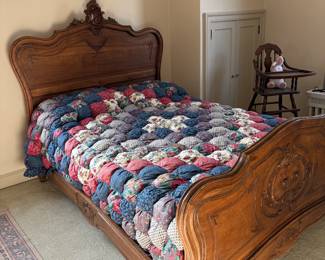 Antique French Louis XV style carved bed