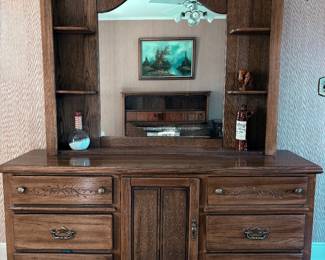 Vintage Early American Style Dresser and Mirror