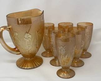 Vintage Jeanette Pitcher and glassware