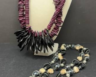 Wooden and metal necklaces