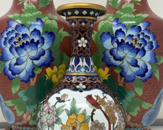 cloisonne enamel vases