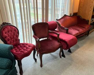Settee, Captains Chair, Chaise Lounge, Victorian Chair