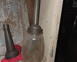 Vintage Antique The Master Oil Spout & unbranded Oil Spout w/ jaril 