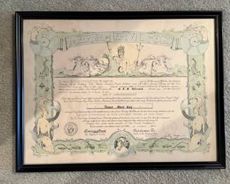 Framed Certificate from the "Ancient Order of the Deep"