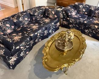 Black and Pink Floral Sofa and Loveseat - Sherrill