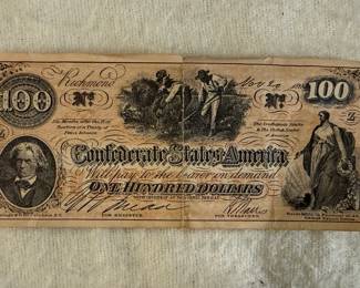 $100 Confederate States of America Banknote - November 20, 1862