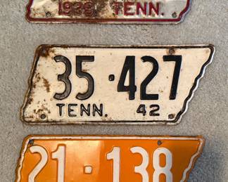 Tennessee License Plates - 1939, 1942, 1951