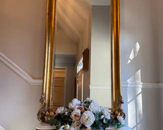 Giltwood Pier Mirror and Marble-Top Stand