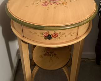 Floral Painted Round Accent Table
