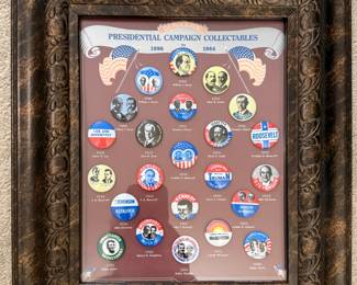 Framed Presidential Campaign Collectible Campaign Buttons 