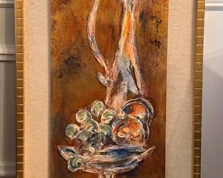 Wall Art of Decanter and Pedestal Bowl with Fruit