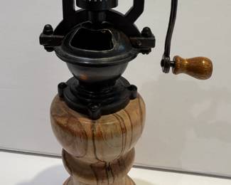 Hand Crank Pepper Grinder with Turned Wood Body