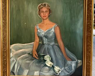 Framed Portrait of Debutante in Blue Dress, D. Edwards