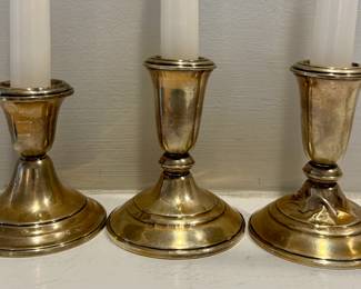 Crown Weighted Sterling Candlestick Holders