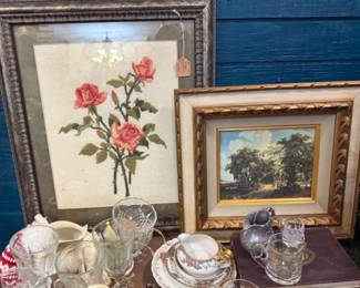 beautiful framed art, glassware