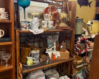 dishwater, brass lamps, vintage decor