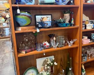 vintage glass swans, vases, plates