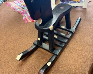 Vintage Wood Rocking Horse 